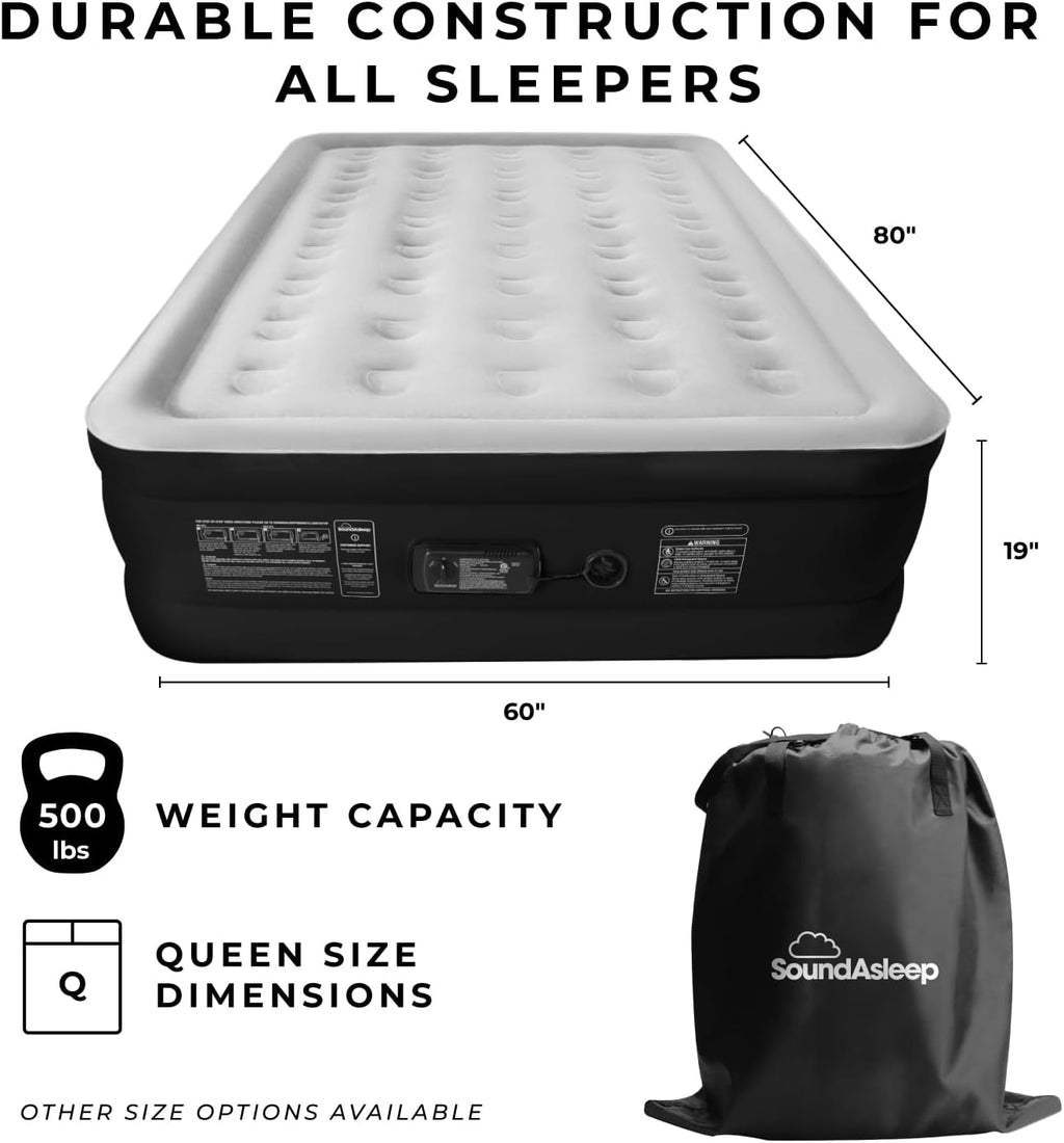 Queen Air Mattress Rental – SoundAsleep Dream Series (Double Height)