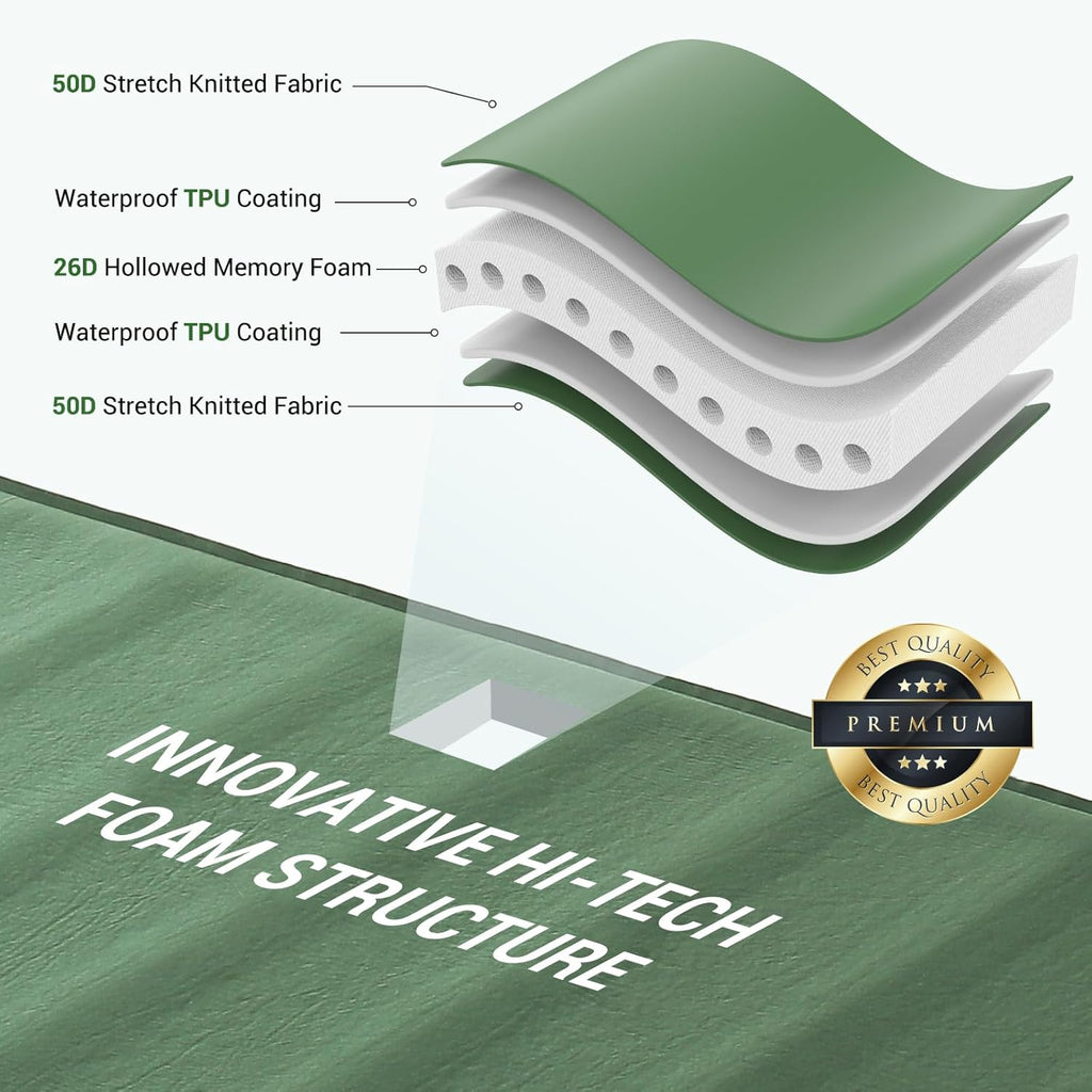 Elegear CumbreX™ Self-Inflating Queen Sleeping Pad – 4" Memory Foam with Built-In Pump