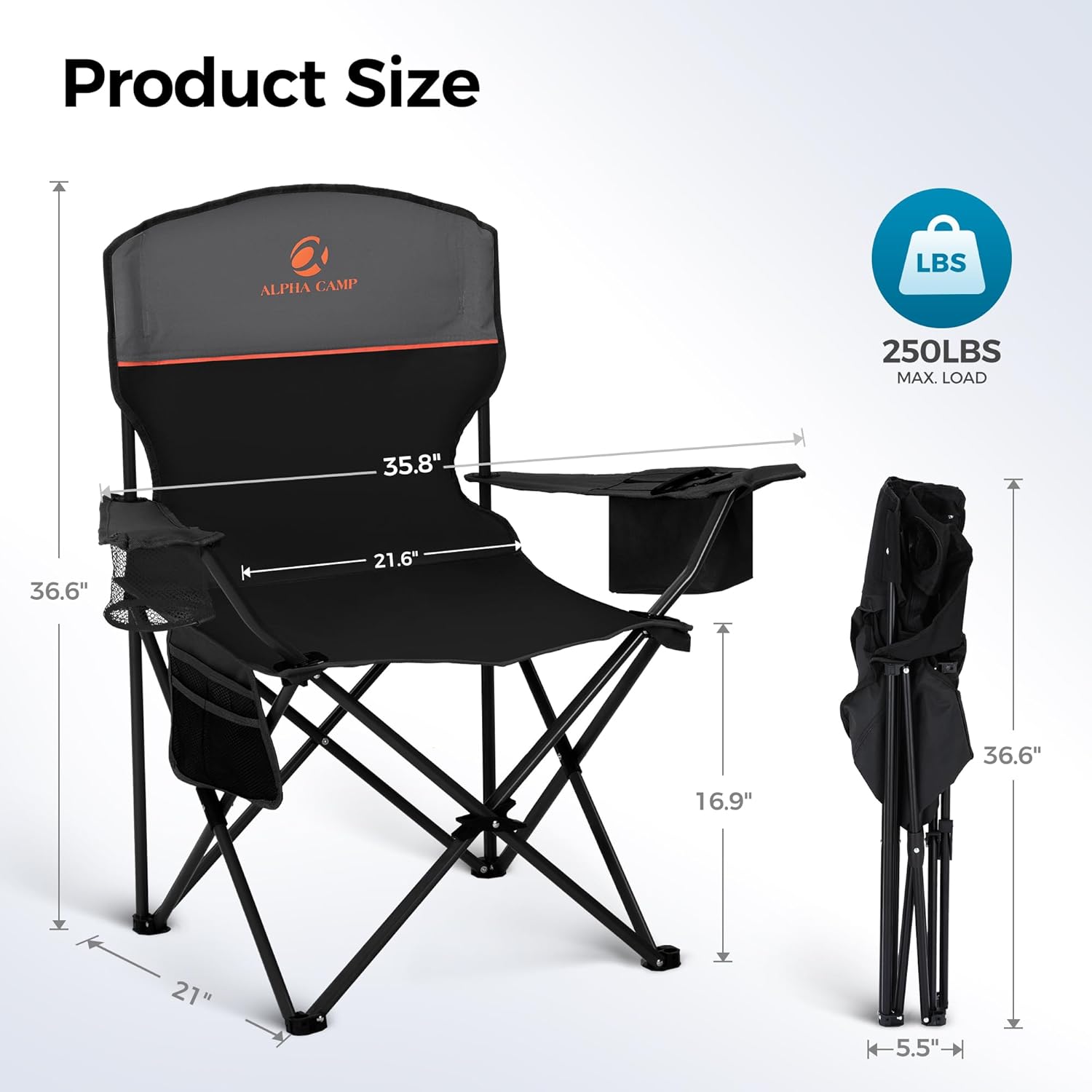 ALPHA CAMP Folding Chair with Cooler | Rental (2-Pack)