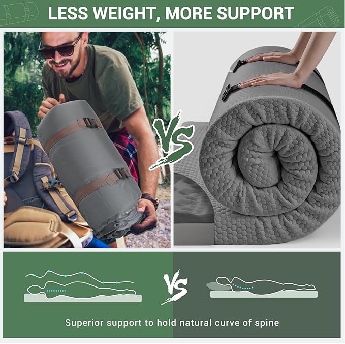 Elegear CumbreX™ Self-Inflating Queen Sleeping Pad – 4" Memory Foam with Built-In Pump