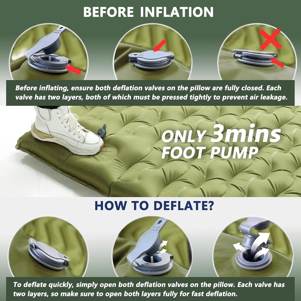 Full/Double Sleeping Pad Rental – Self-Inflating with Foot Pump