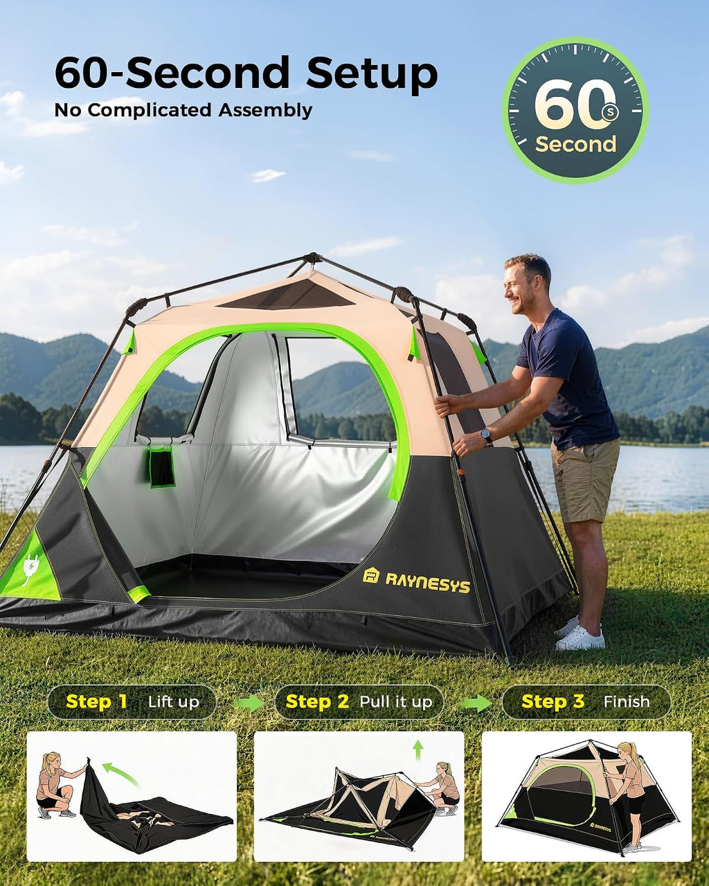 4-Person Instant Cabin Tent — Festival Ready (60-Sec Setup)